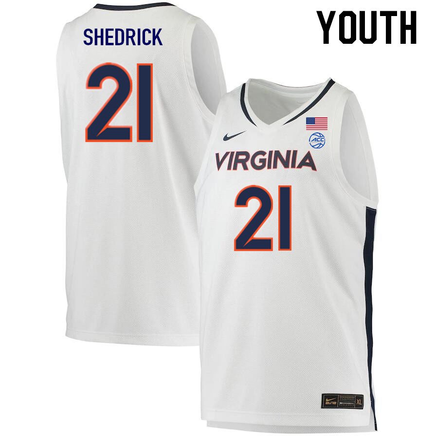 Youth #21 Kadin Shedrick Virginia Cavaliers College 2022-23 Stitched Basketball Jerseys Sale-White